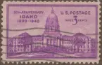 Frimärke ur Gösta Bodmans filatelistiska motivsamling, påbörjad 1950.
Frimärke från U.S.A., 1940. Motiv av Idahos Capitolium Staten Idaho 50 år: 1890-1940.