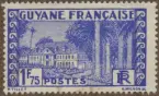 Frimärke ur Gösta Bodmans filatelistiska motivsamling, påbörjad 1950.
Frimärke från Franska Guyana, 1928. Motiv av Guvernementsbyggnaden i Cayenne