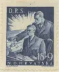 Frimärke ur Gösta Bodmans filatelistiska motivsamling, påbörjad 1950.
Frimärke från Kroatien, 1944. Motiv av Officer instruerar om Förvaltningsarbete -Till förmån för Statens Arbetstjänst (D.R.S. = Dravna Radna Sluzba-)