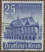Frimärke ur Gösta Bodmans filatelistiska motivsamling, påbörjad 1950.
Frimärke från Tyskland, 1940. Motiv av Stadshuset i Bremen
