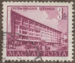 Frimärke med motiv av Byggnadsstyrelsens Centralkontor i Bud