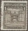 Frimärke ur Gösta Bodmans filatelistiska motivsamling, påbörjad 1950.
Frimärke från Guatemala, 1942. Motiv av Kommunikationspalatset i Guatemala Ingången