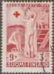 Frimärke ur Gösta Bodmans filatelistiska motivsamling, påbörjad 1950.
Frimärke från Finland, 1949. Motiv av Kallvattensavkylning efter finskt bastubad 