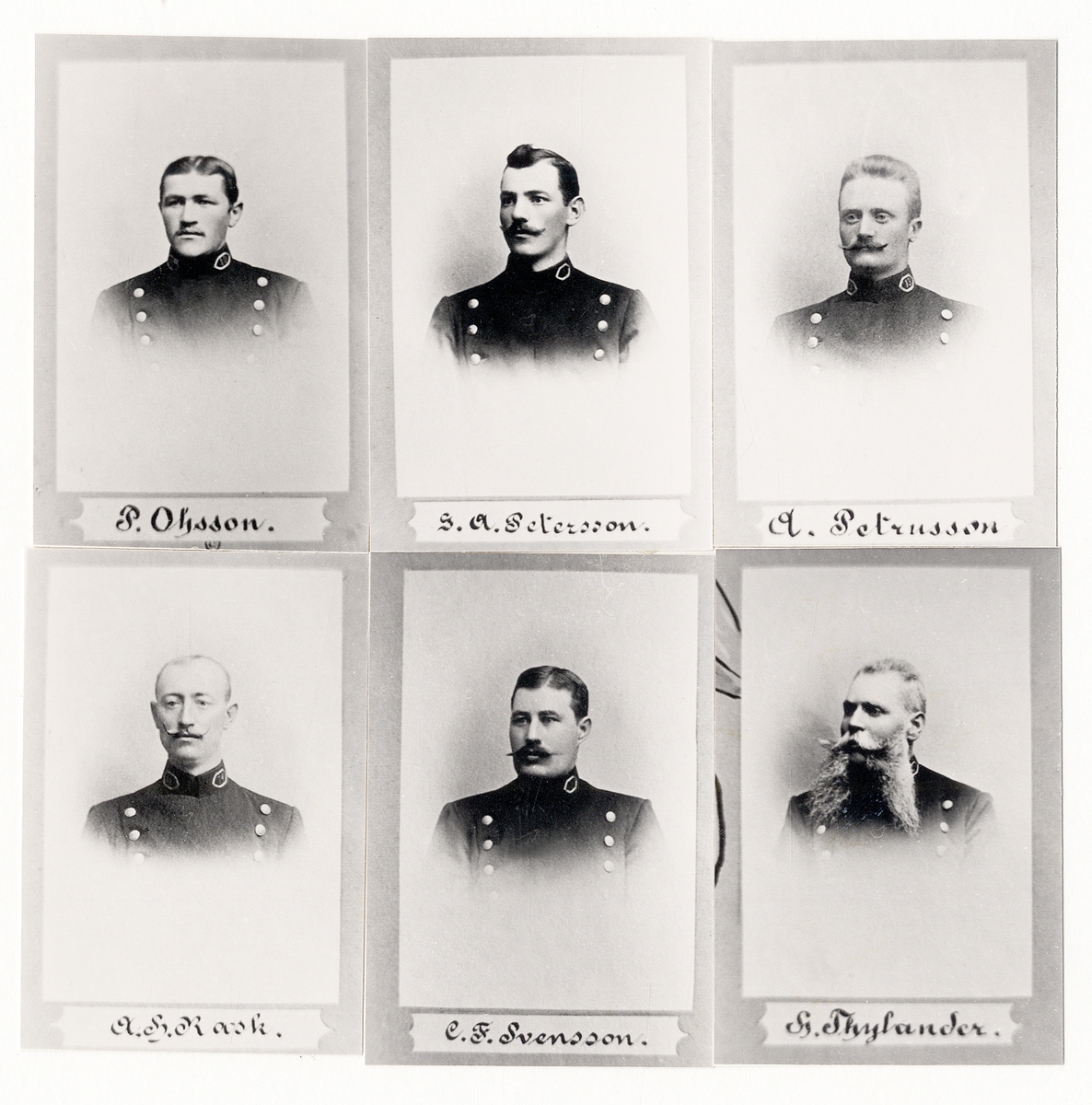 Växjö poliskår 1904, gruppfoto med stadsfiskal Filip Rehnström (1857-1915) överst.
Rad 1: Överkonstapel C. Johansson, konstapel J.P Bergström, J.E. Bäck, M. Ekman.
Rad 2: E. Falck, J.G. Gylfe, C.E. Hall, G.H. Hall,
Rad 3: G. Hedvall, C. Karlsson, G.W. Karlsson, C.G. Lind, 
Rad 4: P. Ohlsson (senare Alvesta), G.A. Petersson, A. Petrusson,
Rad 5: A.H. Rask, C.F. Svensson, H. Thylander.