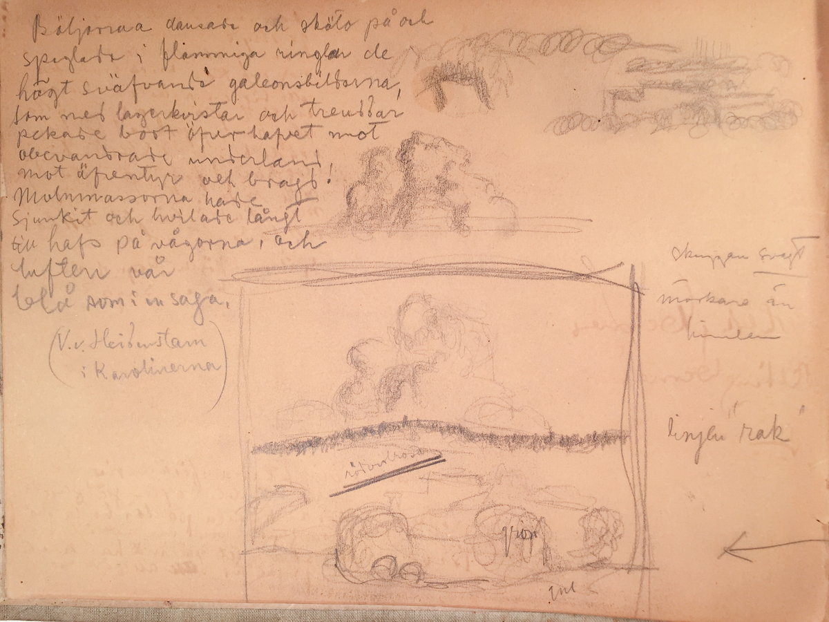 Skissboken innehåller 46 teckningar ( blad ).