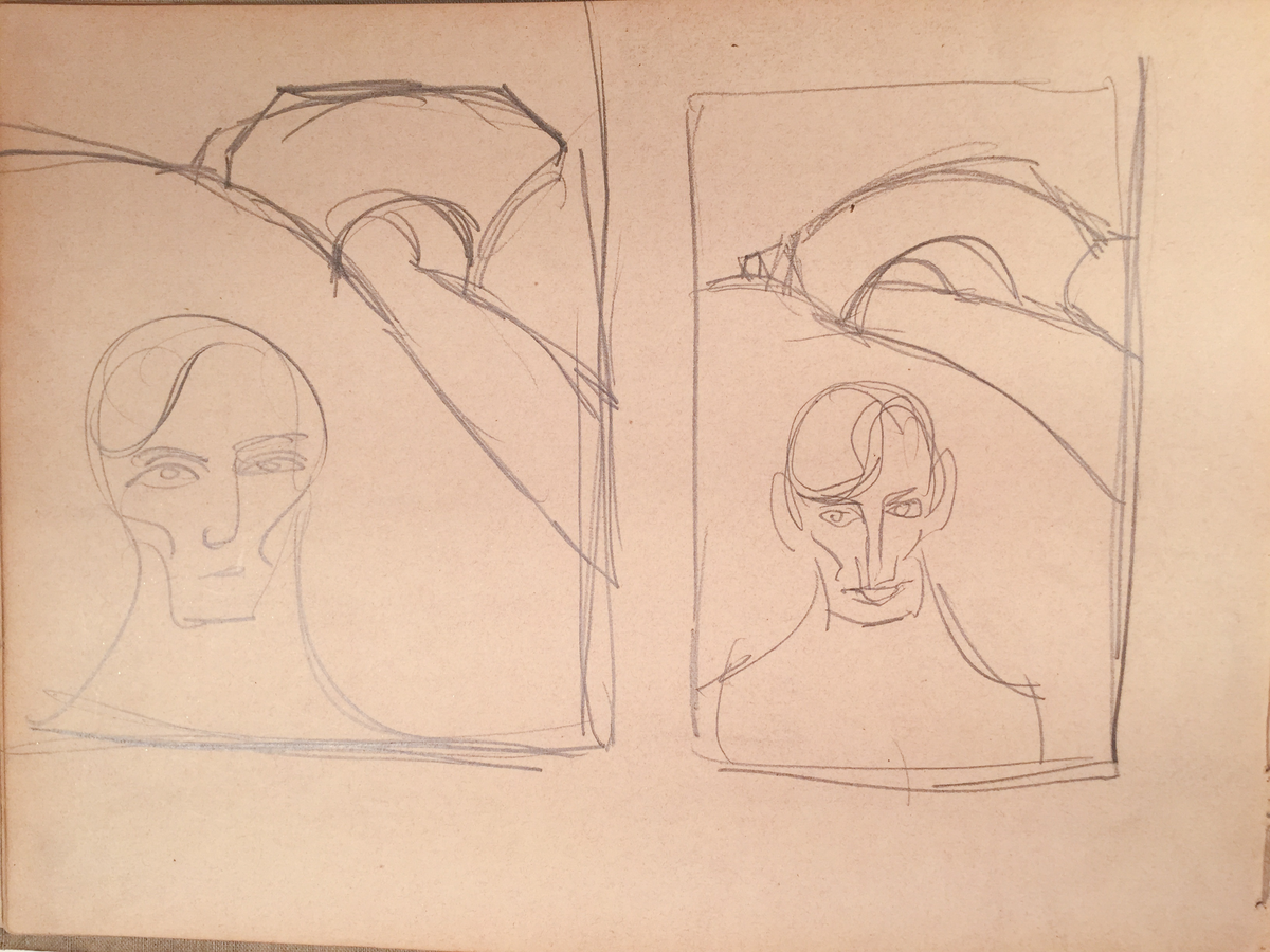 Skissboken innehåller 46 teckningar ( blad ).