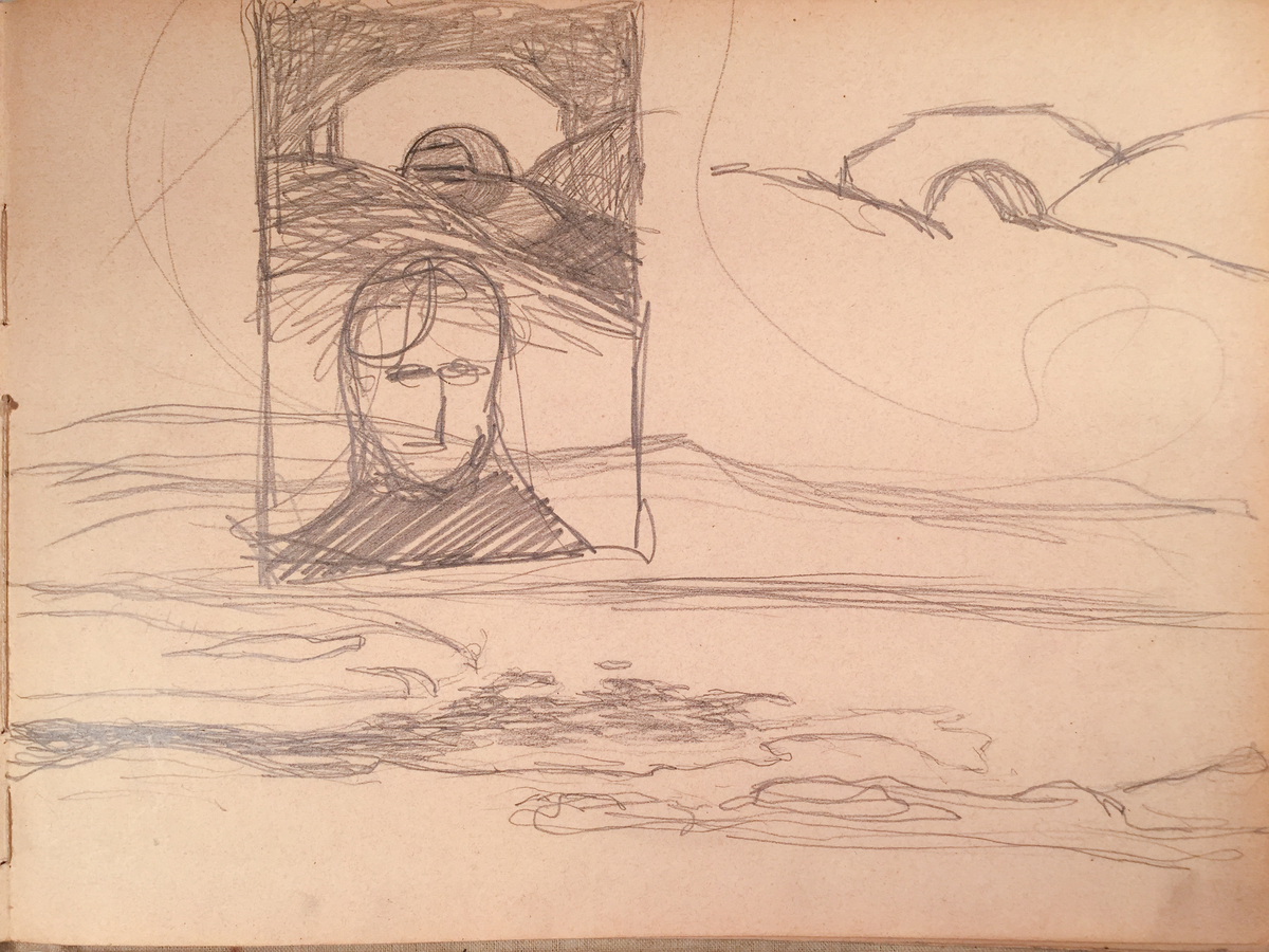 Skissboken innehåller 46 teckningar ( blad ).