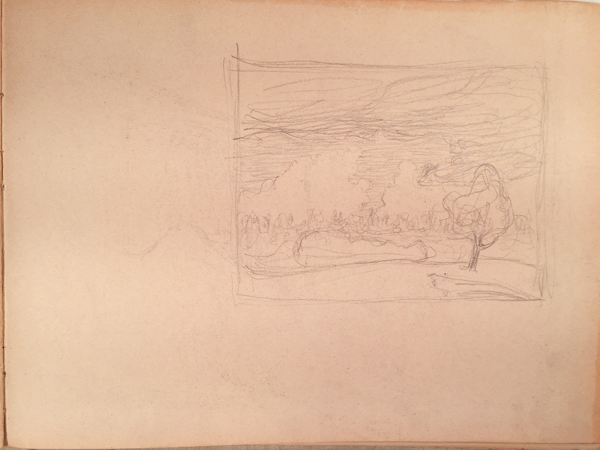 Skissboken innehåller 46 teckningar ( blad ).