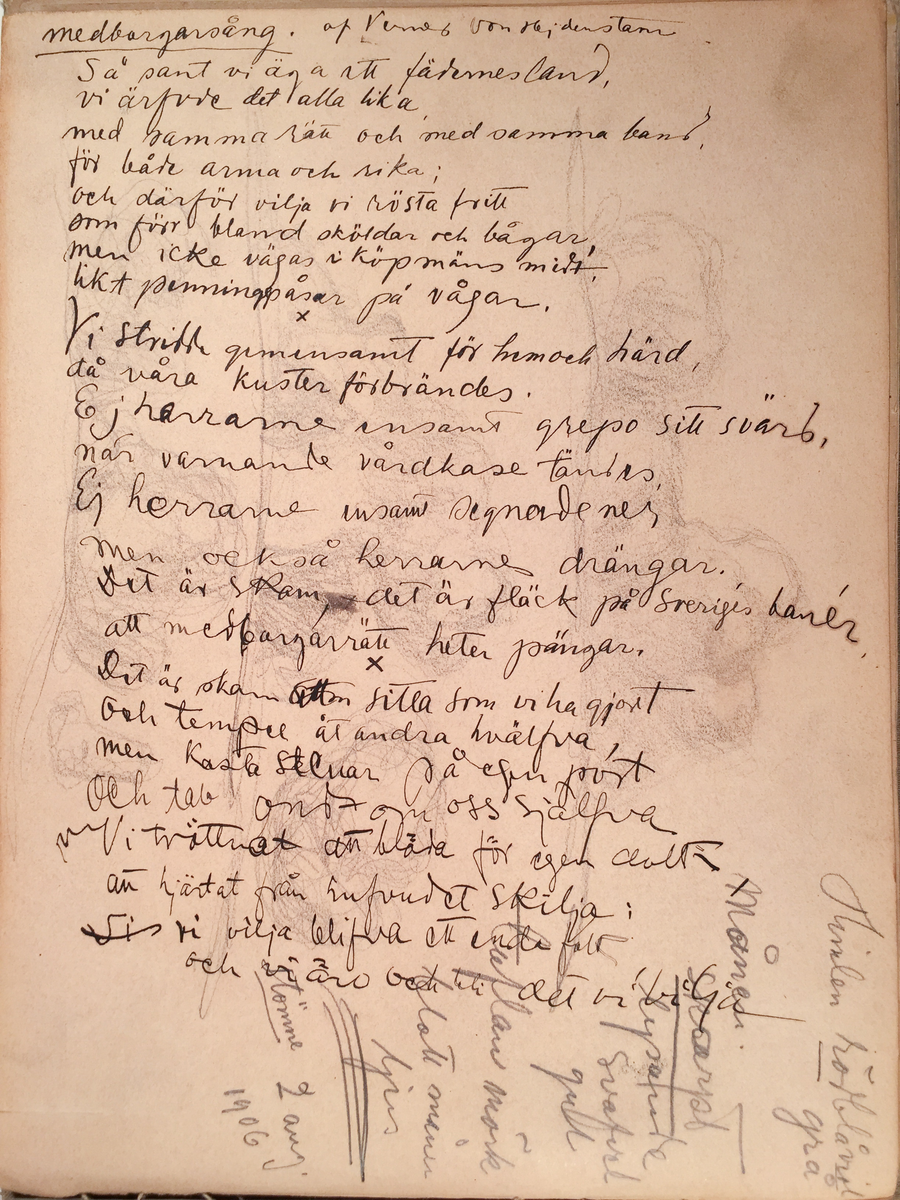 Skissboken innehåller 46 teckningar ( blad ).