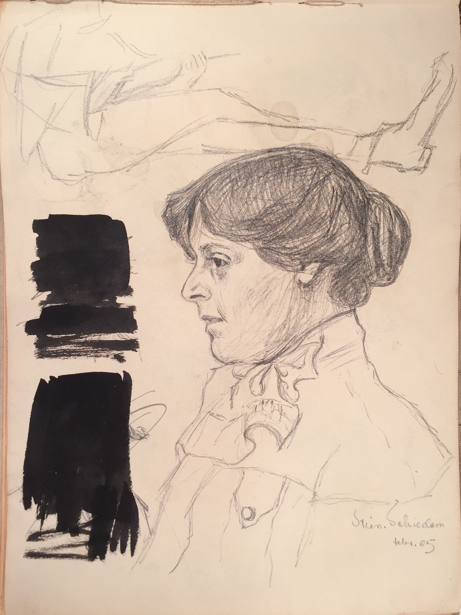 Skissboken innehåller 46 teckningar ( blad ).