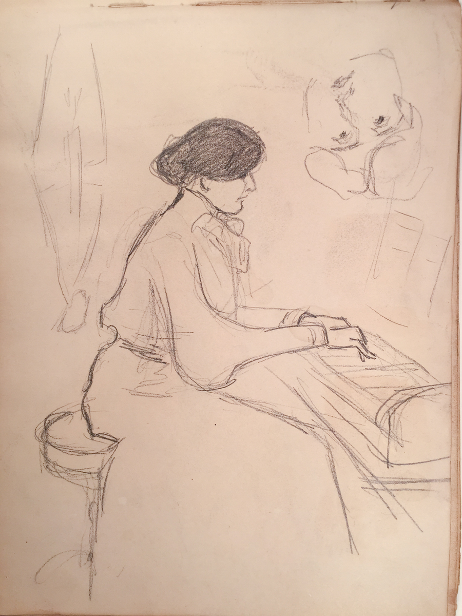 Skissboken innehåller 46 teckningar ( blad ).