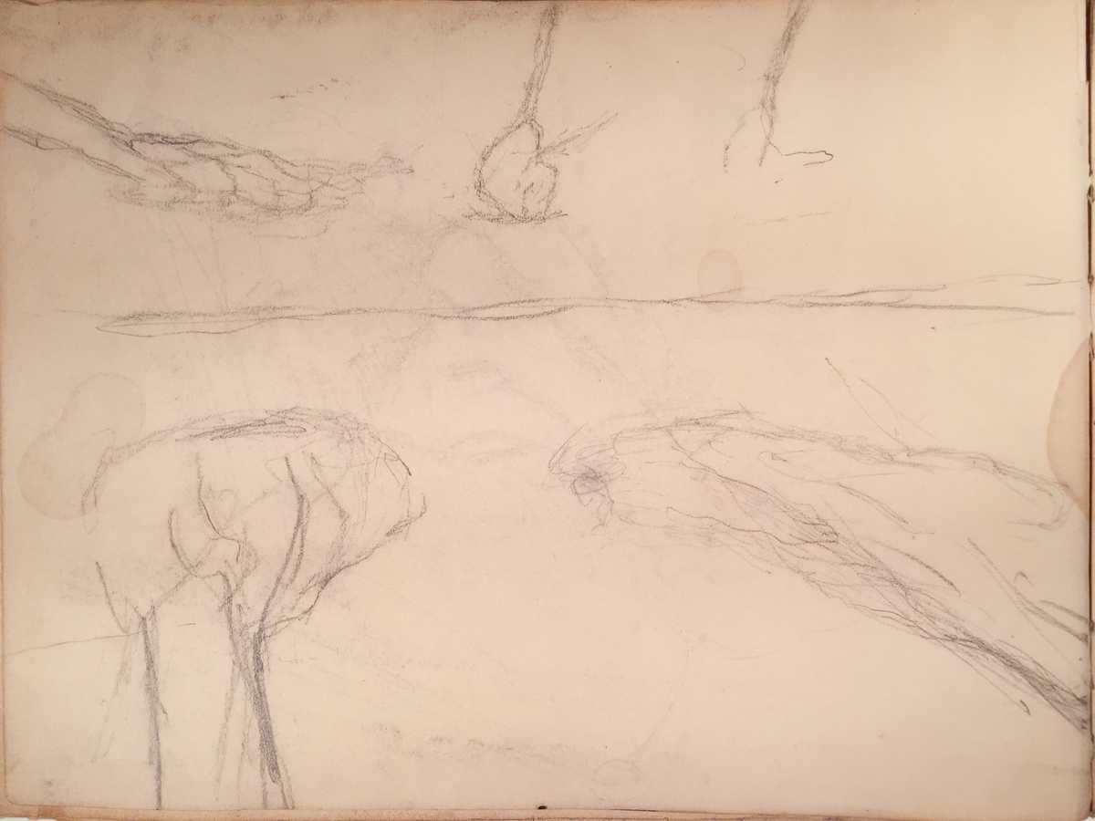 Skissboken innehåller 46 teckningar ( blad ).