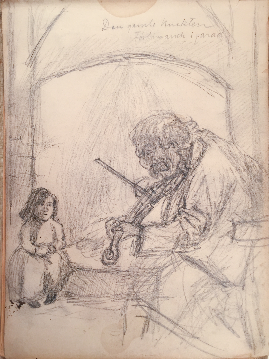 Skissboken innehåller 46 teckningar ( blad ).