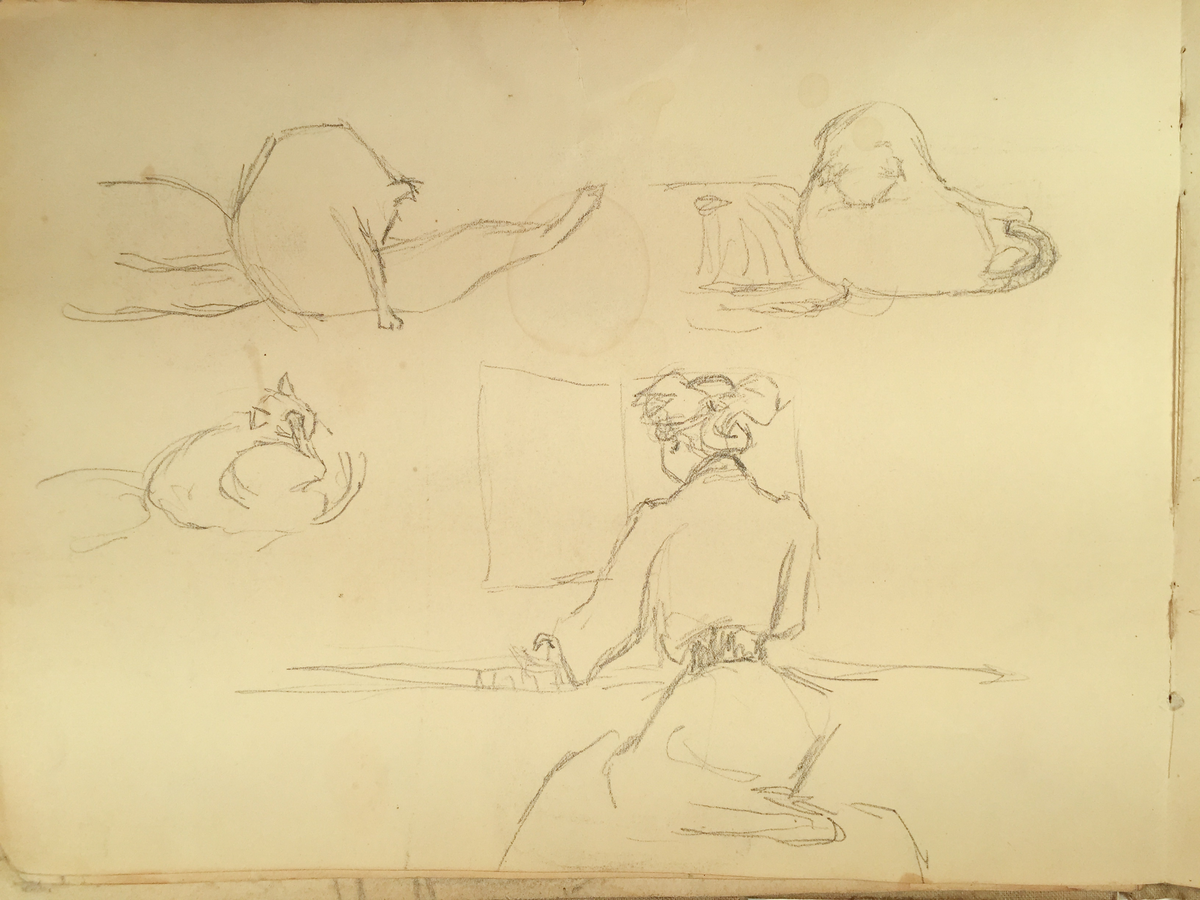 Skissboken innehåller 46 teckningar ( blad ).