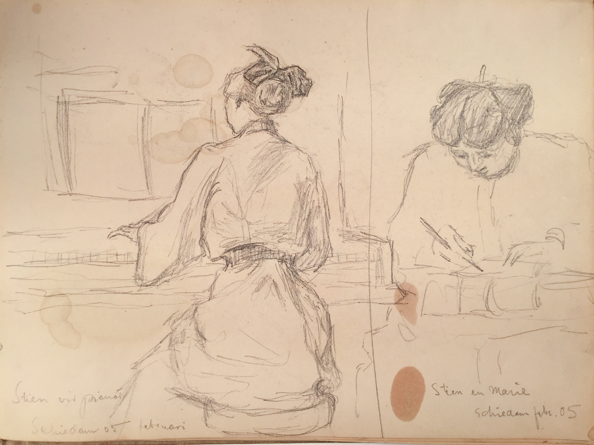 Skissboken innehåller 46 teckningar ( blad ).