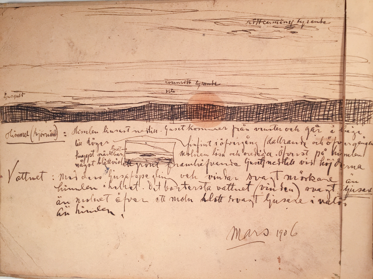 Skissboken innehåller 46 teckningar ( blad ).