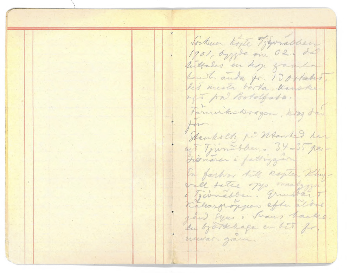 Innehåller noteringshäfte med anteckningar av Karl-Erik Forsslund 1926 för Vika socken, specifikt områden Busktäkt-Färnviken-Fläck.

Opublicerat material till bokverket 'Med Dalälven från källorna till havet.'