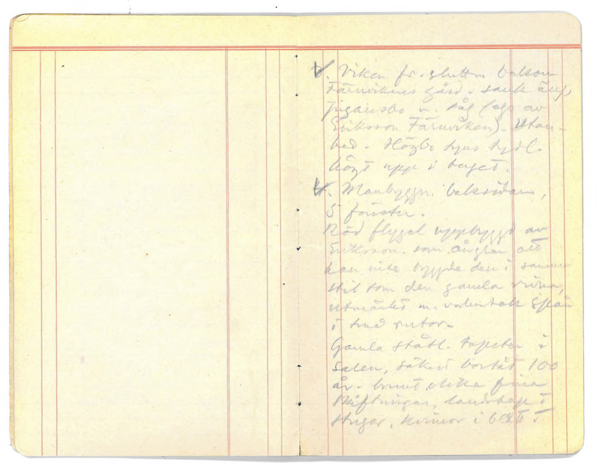 Innehåller noteringshäfte med anteckningar av Karl-Erik Forsslund 1926 för Vika socken, specifikt områden Busktäkt-Färnviken-Fläck.

Opublicerat material till bokverket 'Med Dalälven från källorna till havet.'
