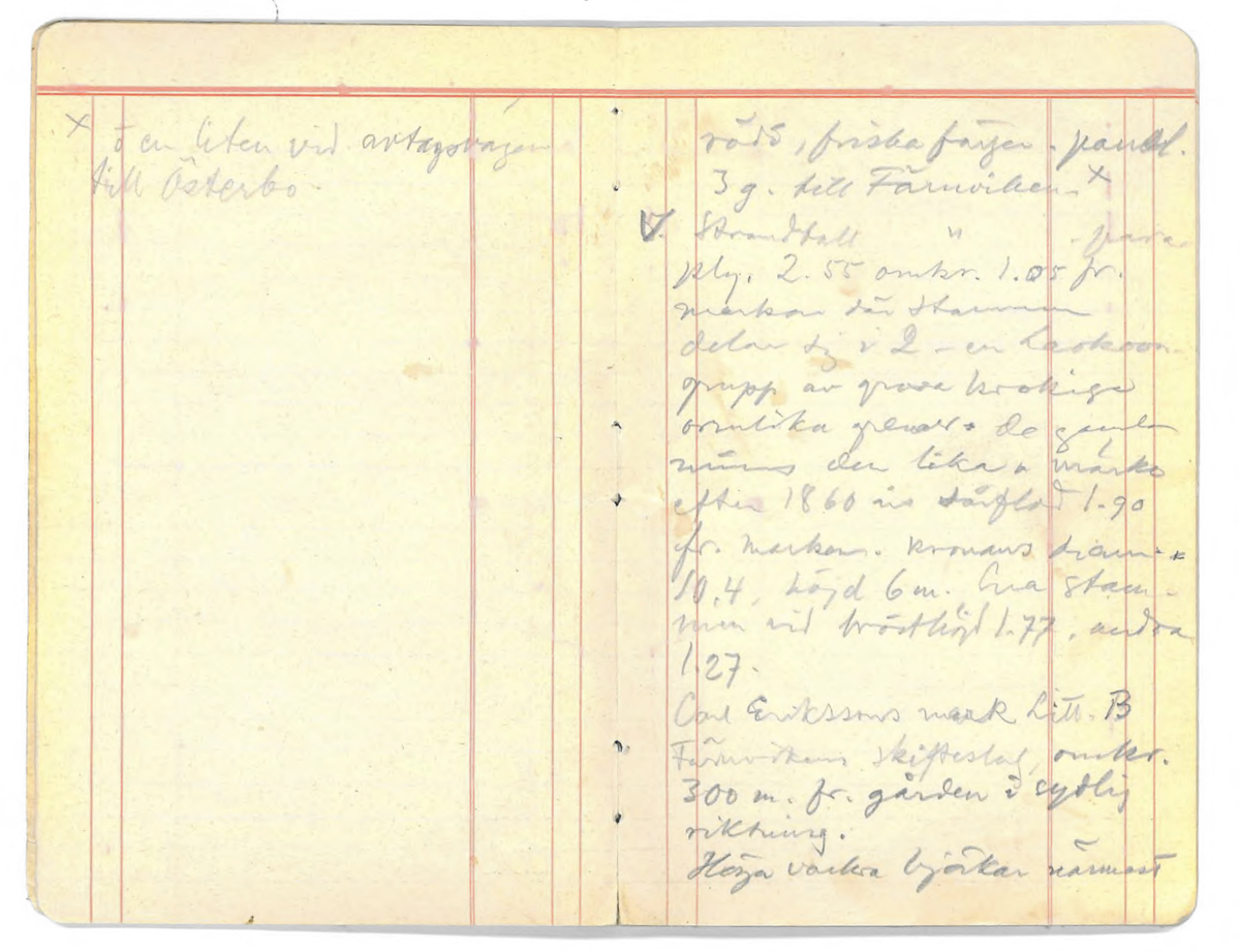 Innehåller noteringshäfte med anteckningar av Karl-Erik Forsslund 1926 för Vika socken, specifikt områden Busktäkt-Färnviken-Fläck.

Opublicerat material till bokverket 'Med Dalälven från källorna till havet.'