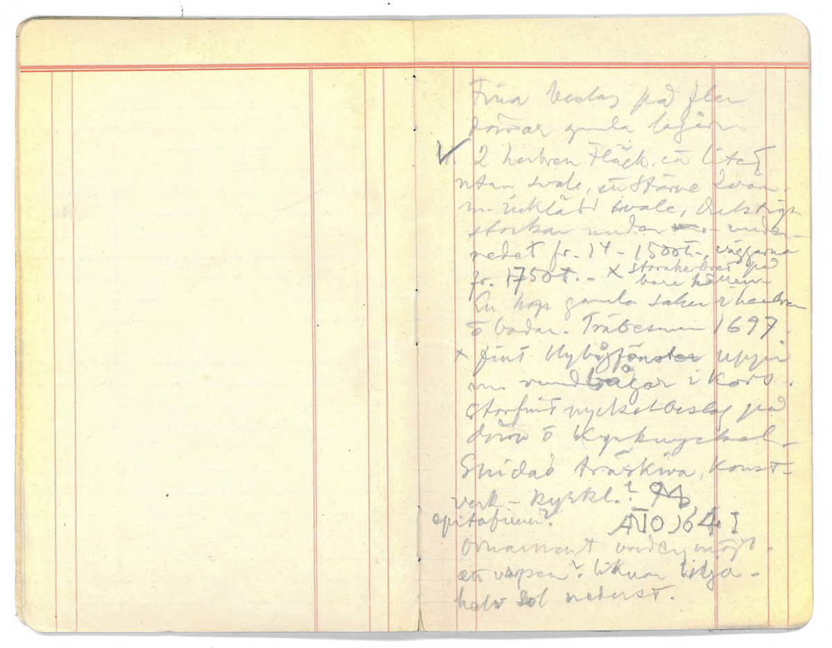 Innehåller noteringshäfte med anteckningar av Karl-Erik Forsslund 1926 för Vika socken, specifikt områden Busktäkt-Färnviken-Fläck.

Opublicerat material till bokverket 'Med Dalälven från källorna till havet.'