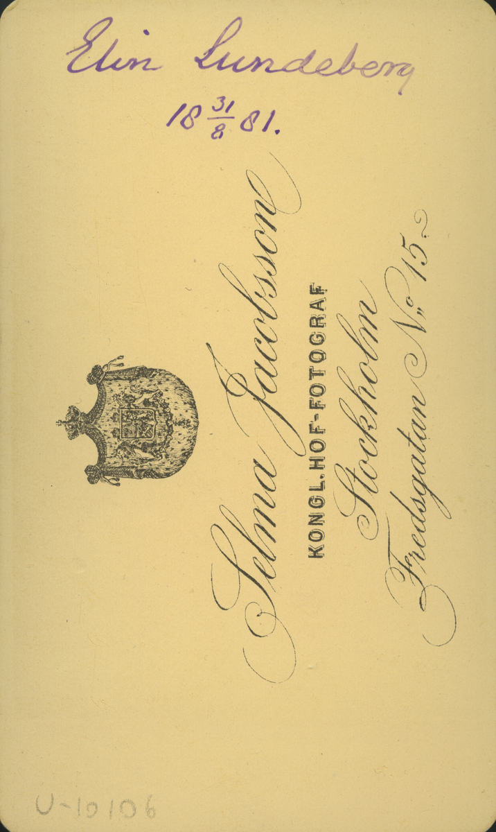 Porträtt av Elin Lundeberg, 31/8 1881.