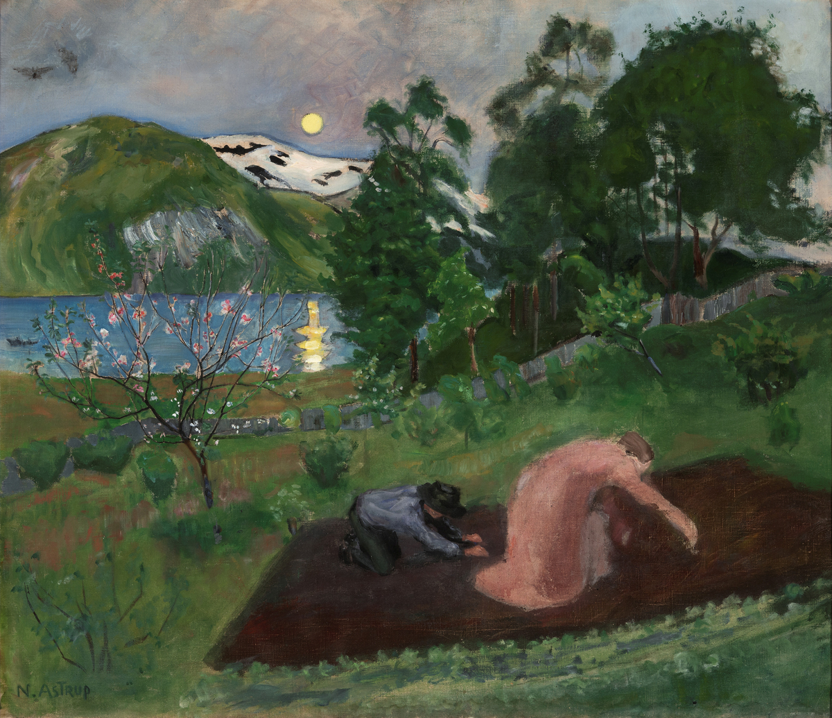 Vårnatt i hagen [Maleri]