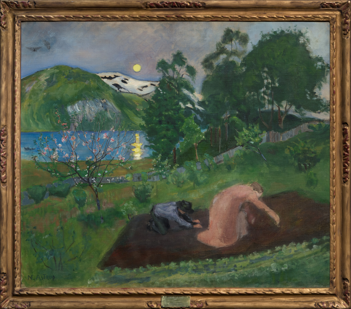 Vårnatt i hagen [Maleri]