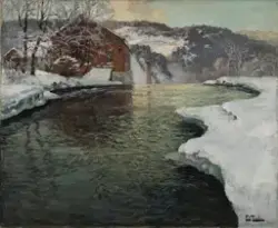 Vinter ved Mesnaelven [Maleri]