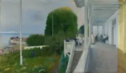 Hotellveranda i Åsgårdstrand [Maleri]