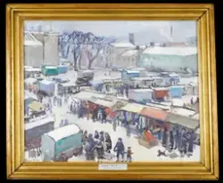 Marknad i Växjö 1940 [Oljemålning]