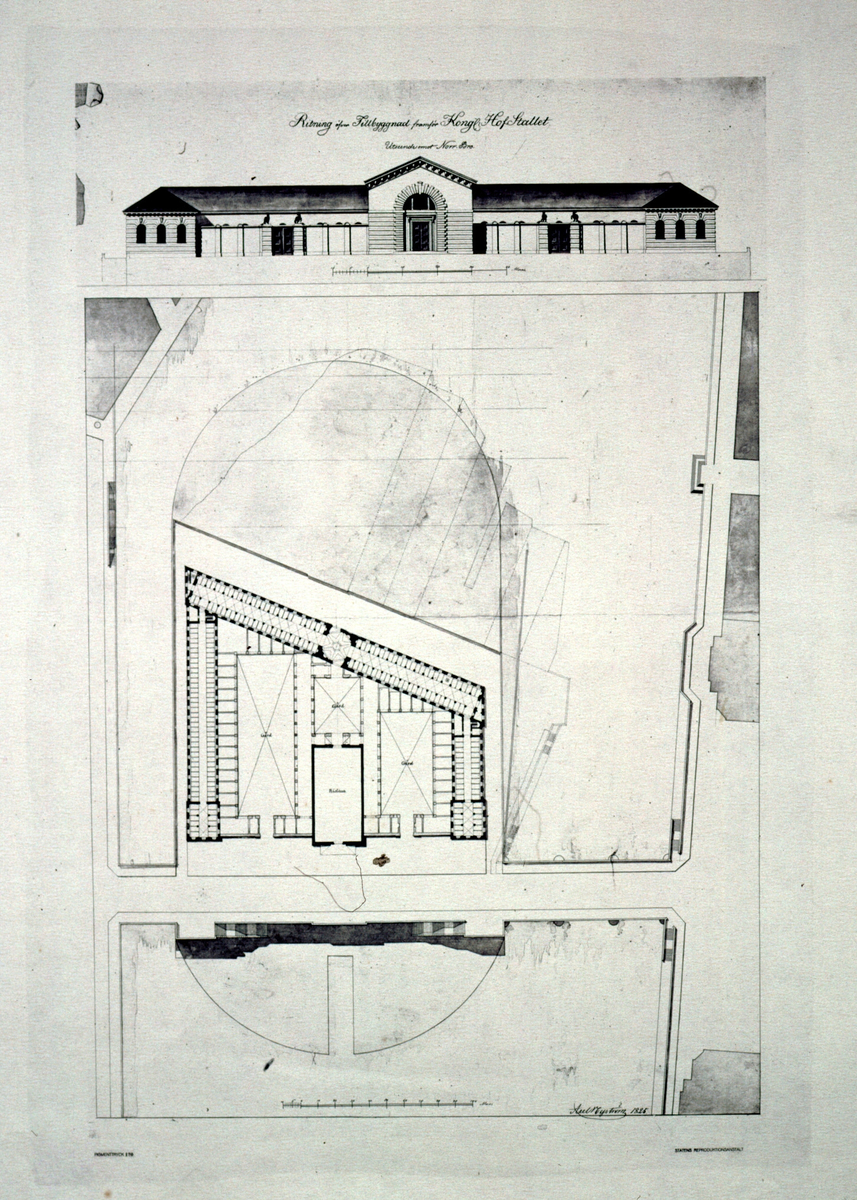 Riksdags- och Riksbanksbyggnad vid Helgeandsholmen (förslag), Kungens hästkasern och tillbyggnad framför hovstallet.