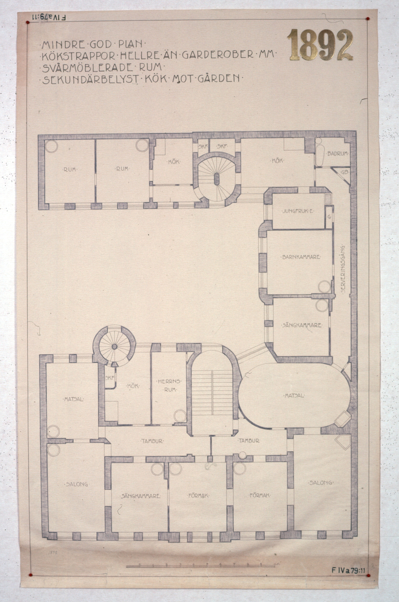 Ritningar till arkitekturuställningen på Röhsska museet år 1929: tidstypiska lägenhetsplaner från 1848-1929.