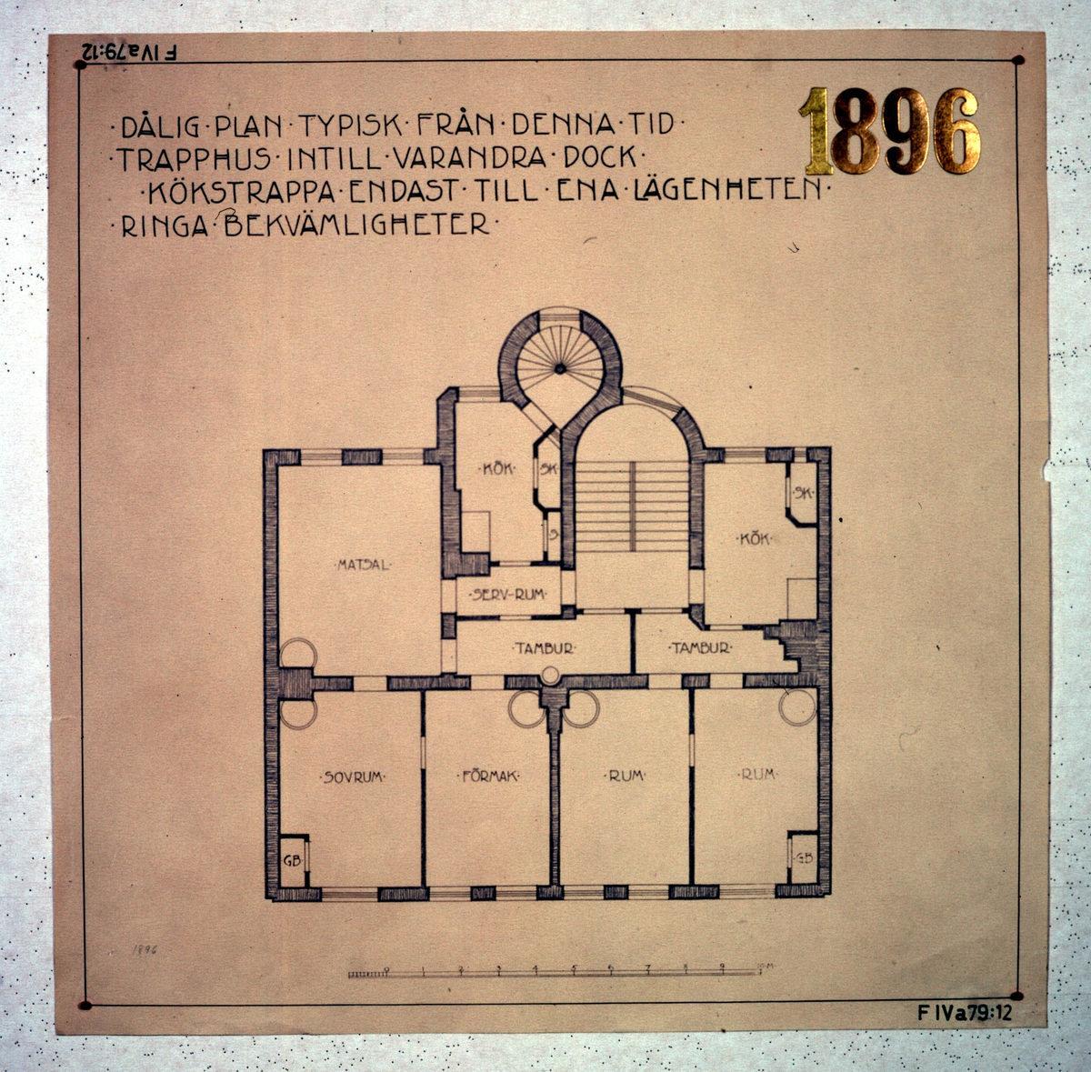 Ritningar till arkitekturuställningen på Röhsska museet år 1929: tidstypiska lägenhetsplaner från 1848-1929.