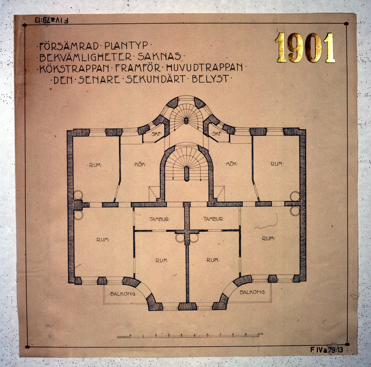 Ritningar till arkitekturuställningen på Röhsska museet år 1929: tidstypiska lägenhetsplaner från 1848-1929.