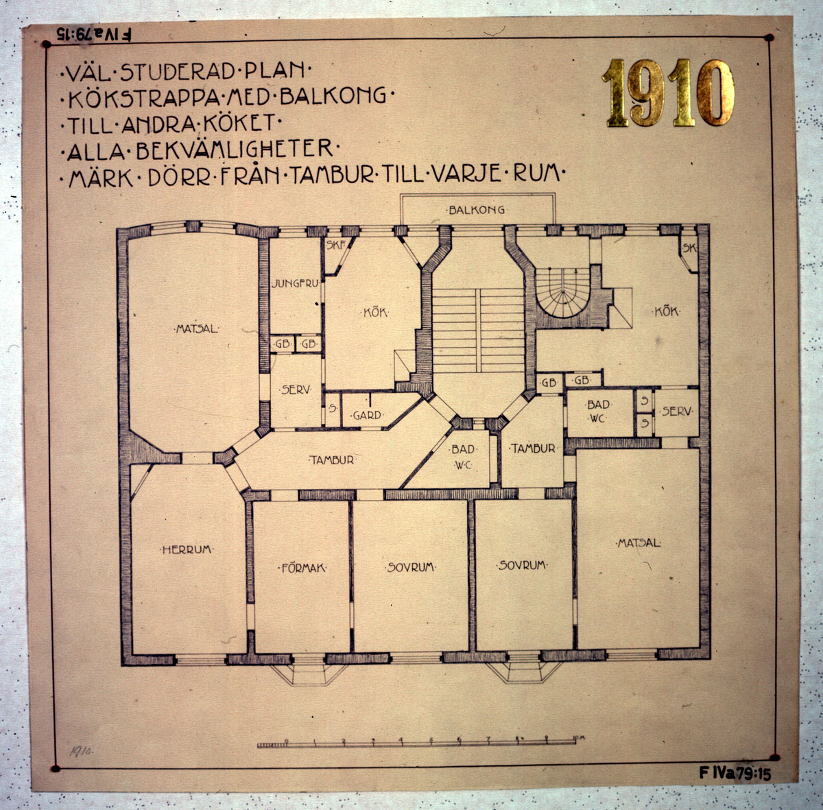 Ritningar till arkitekturuställningen på Röhsska museet år 1929: tidstypiska lägenhetsplaner från 1848-1929.