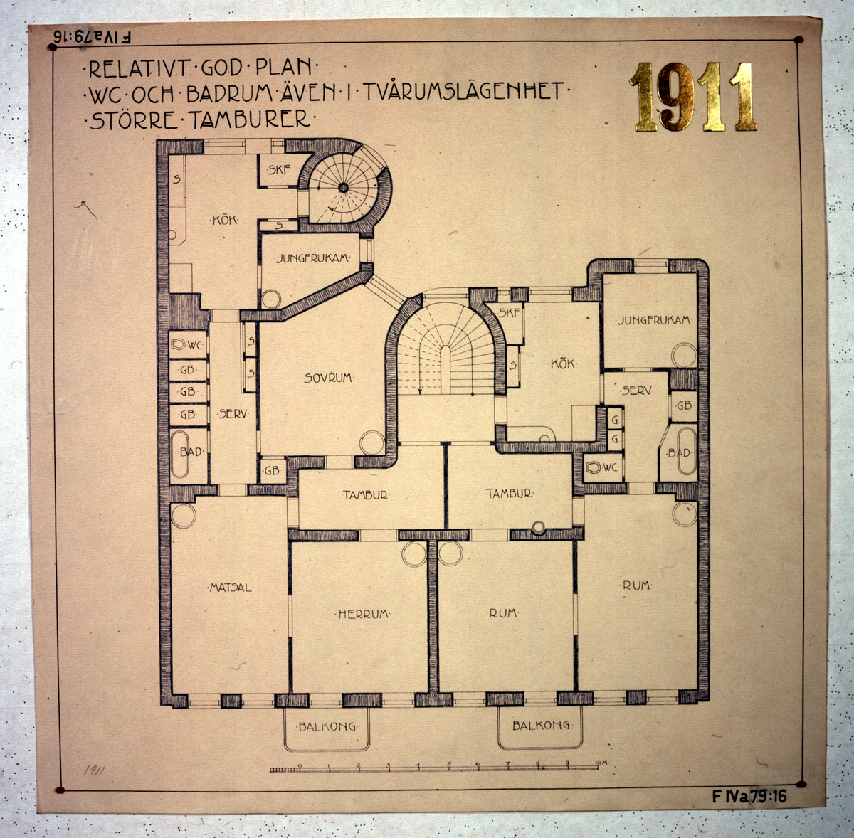 Ritningar till arkitekturuställningen på Röhsska museet år 1929: tidstypiska lägenhetsplaner från 1848-1929.