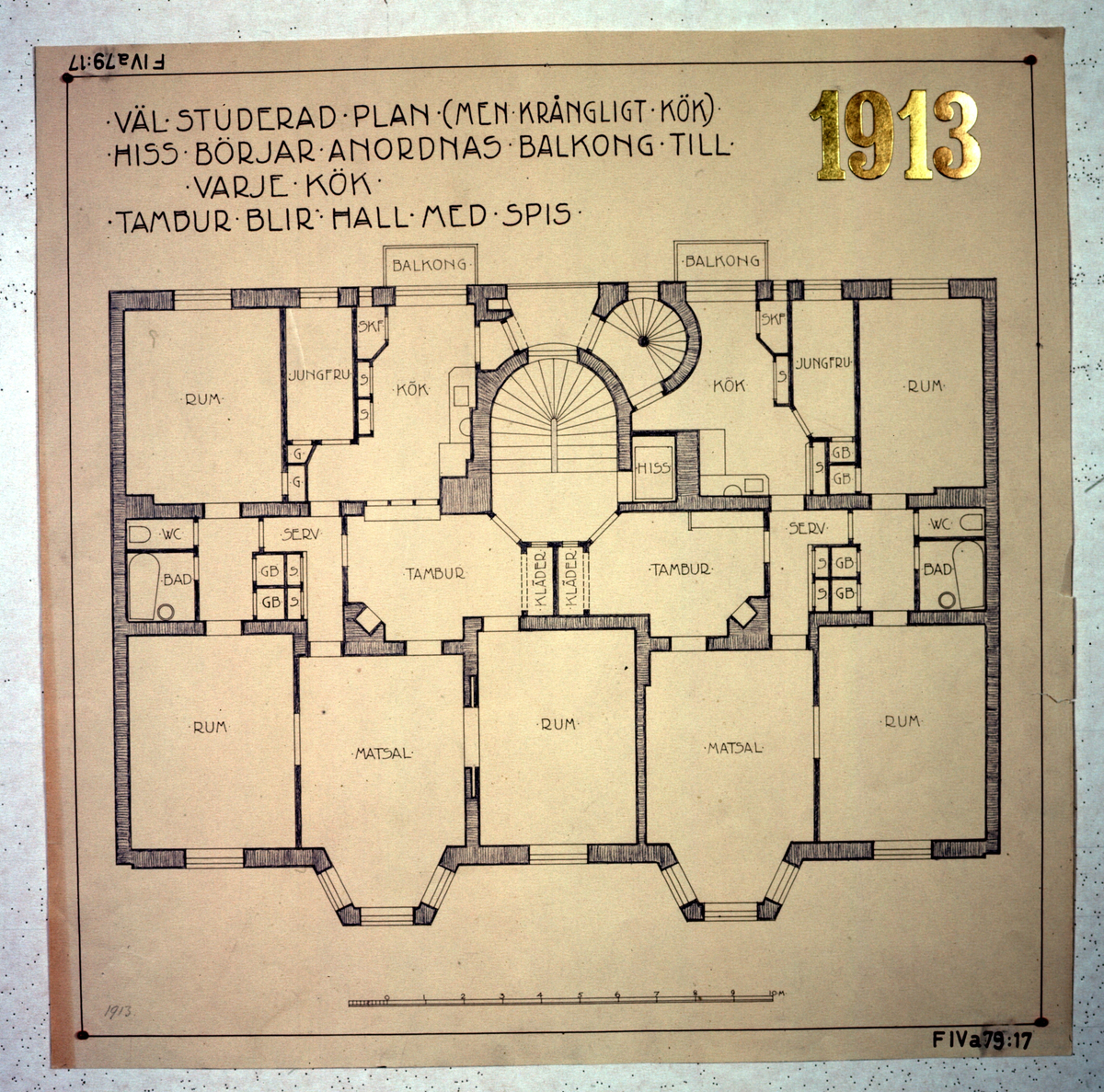 Ritningar till arkitekturuställningen på Röhsska museet år 1929: tidstypiska lägenhetsplaner från 1848-1929.