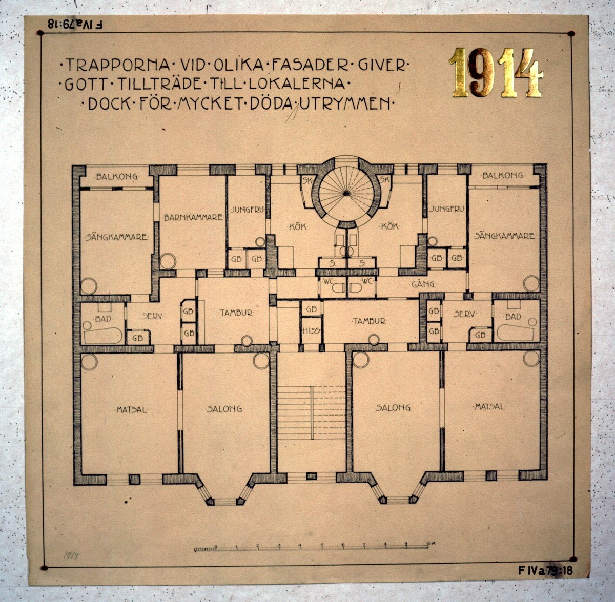 Ritningar till arkitekturuställningen på Röhsska museet år 1929: tidstypiska lägenhetsplaner från 1848-1929.