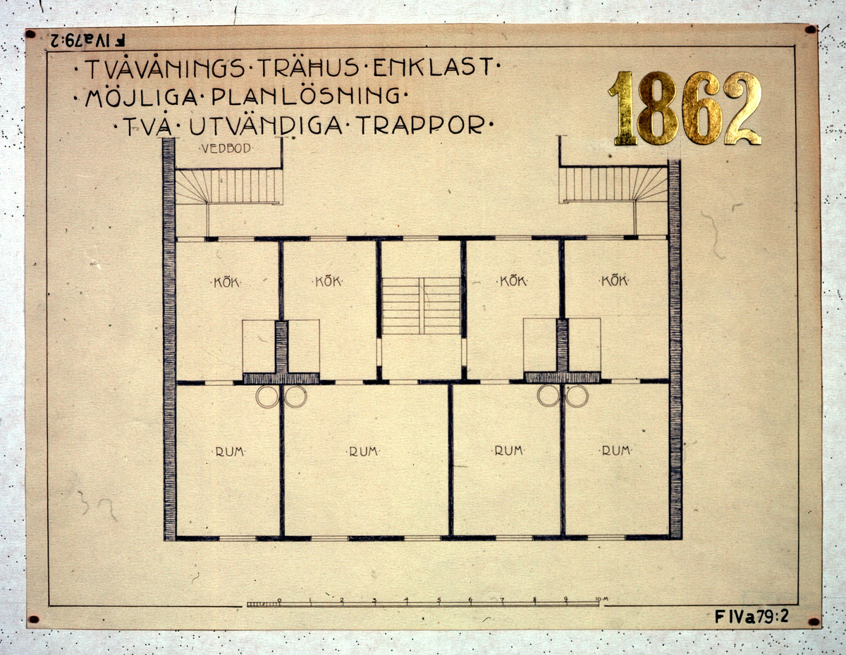 Ritningar till arkitekturuställningen på Röhsska museet år 1929: tidstypiska lägenhetsplaner från 1848-1929.