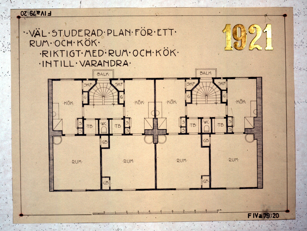 Ritningar till arkitekturuställningen på Röhsska museet år 1929: tidstypiska lägenhetsplaner från 1848-1929.
