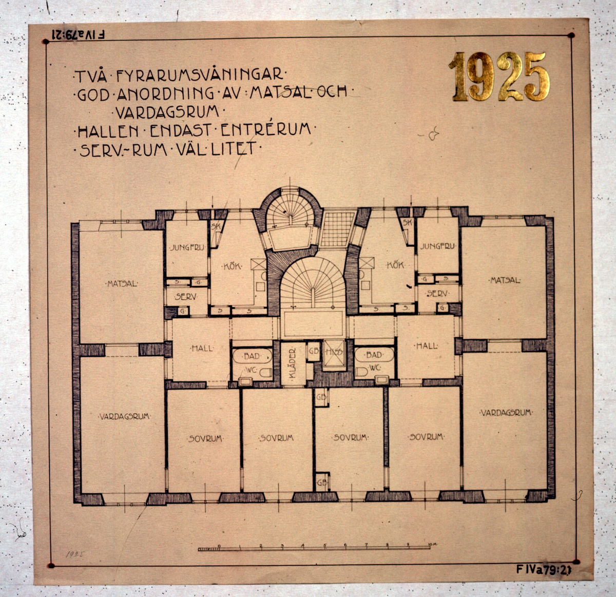 Ritningar till arkitekturuställningen på Röhsska museet år 1929: tidstypiska lägenhetsplaner från 1848-1929.