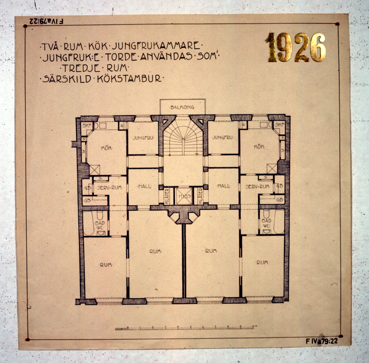 Ritningar till arkitekturuställningen på Röhsska museet år 1929: tidstypiska lägenhetsplaner från 1848-1929.