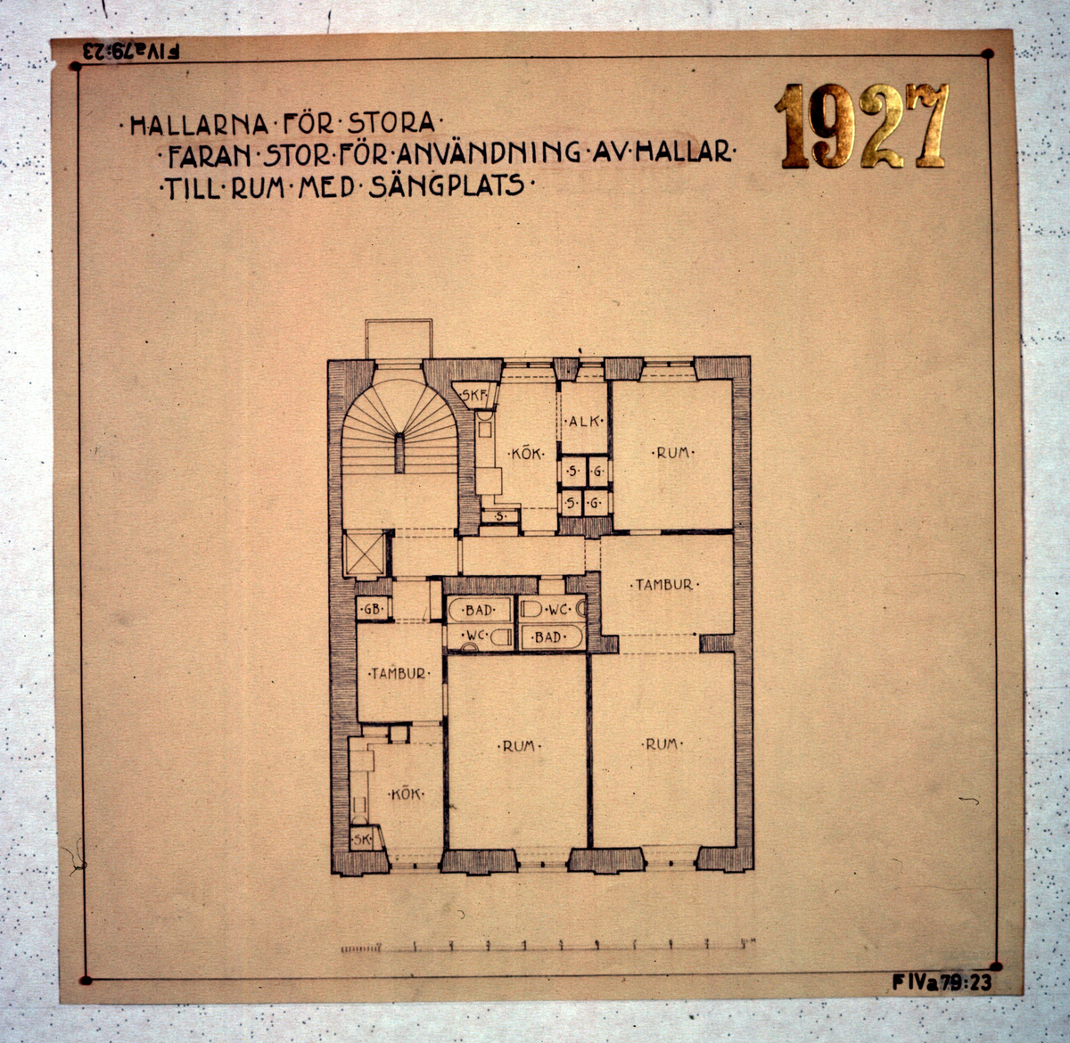 Ritningar till arkitekturuställningen på Röhsska museet år 1929: tidstypiska lägenhetsplaner från 1848-1929.