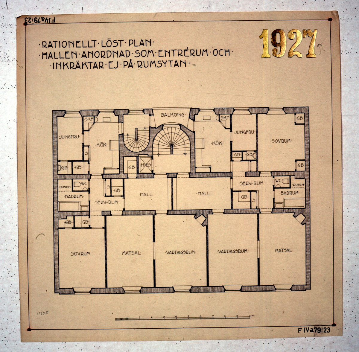 Ritningar till arkitekturuställningen på Röhsska museet år 1929: tidstypiska lägenhetsplaner från 1848-1929.