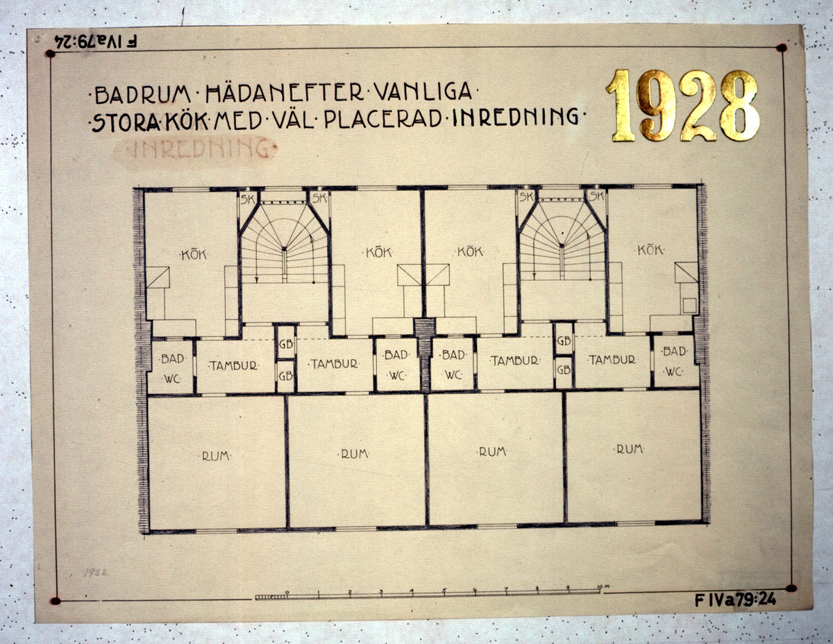 Ritningar till arkitekturuställningen på Röhsska museet år 1929: tidstypiska lägenhetsplaner från 1848-1929.