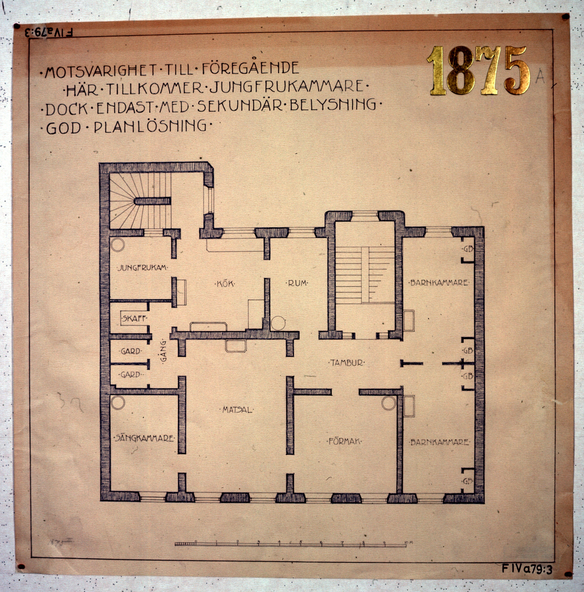 Ritningar till arkitekturuställningen på Röhsska museet år 1929: tidstypiska lägenhetsplaner från 1848-1929.