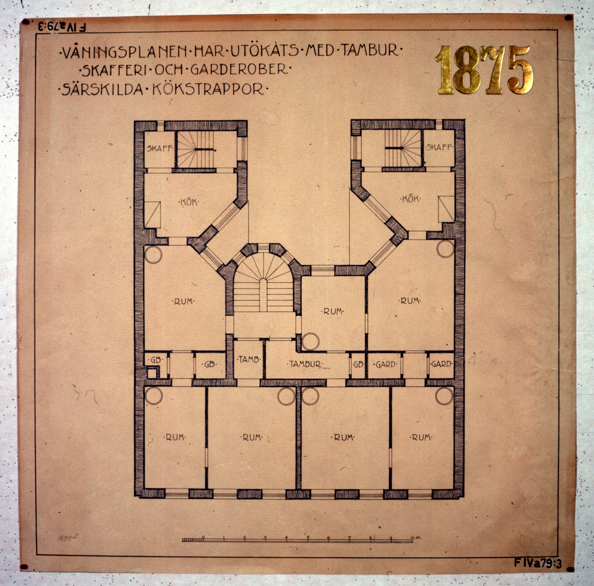 Ritningar till arkitekturuställningen på Röhsska museet år 1929: tidstypiska lägenhetsplaner från 1848-1929.