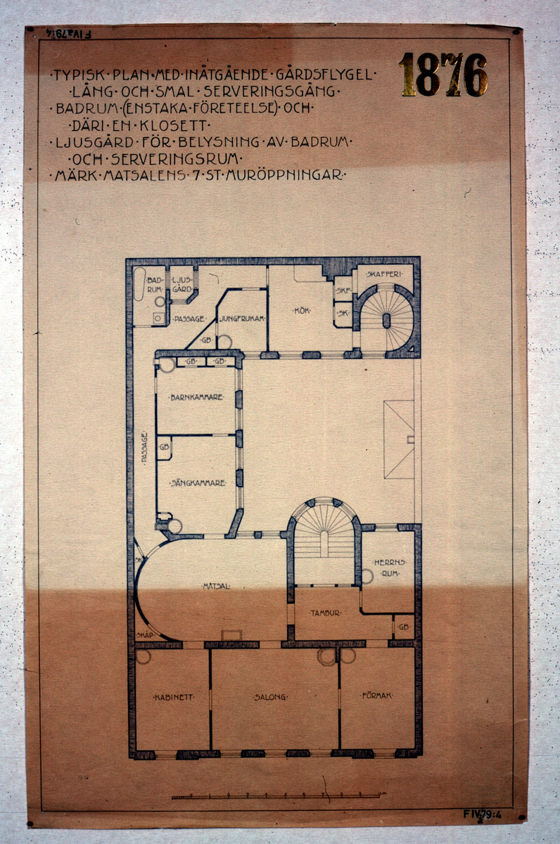 Ritningar till arkitekturuställningen på Röhsska museet år 1929: tidstypiska lägenhetsplaner från 1848-1929.