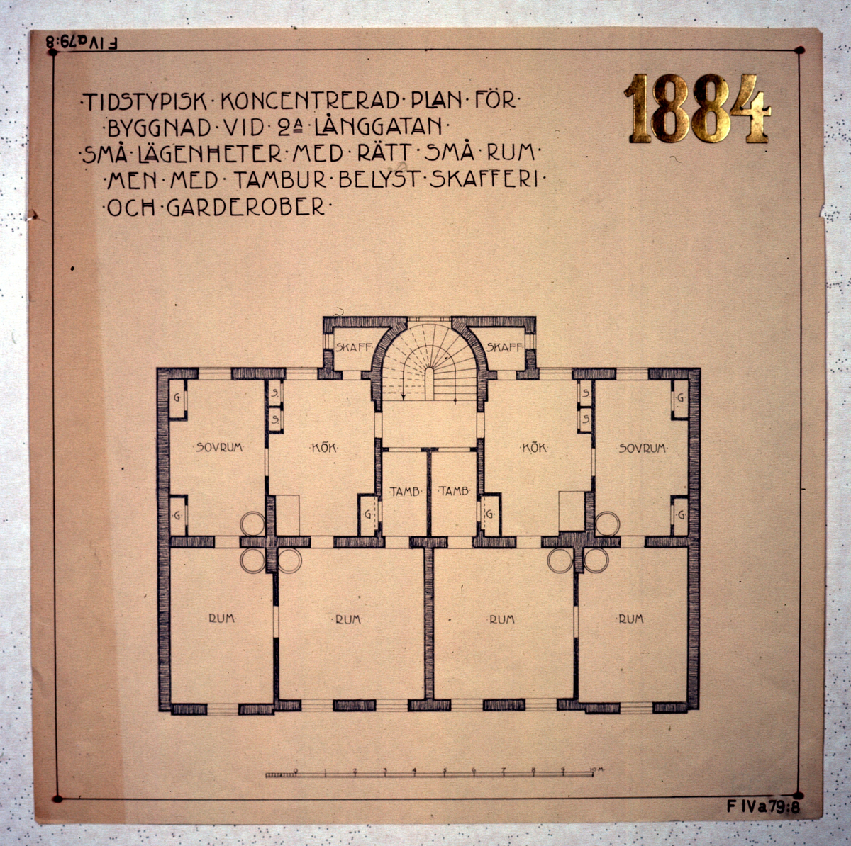 Ritningar till arkitekturuställningen på Röhsska museet år 1929: tidstypiska lägenhetsplaner från 1848-1929.