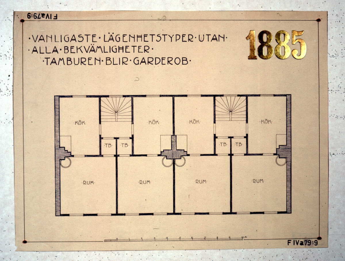 Ritningar till arkitekturuställningen på Röhsska museet år 1929: tidstypiska lägenhetsplaner från 1848-1929.